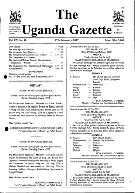 THE UGANDA GAZETTE [17Th February