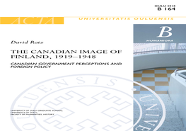 THE CANADIAN IMAGE of FINLAND, 1919–1948 Canadian Government Perceptions and Foreign Policy