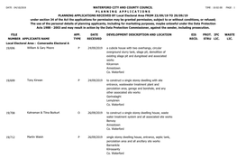 FILE NUMBER WATERFORD CITY and COUNTY COUNCIL P L a N N I N G a P P L I C a T I O N S PLANNING APPLICATIONS RECEIVED by Local