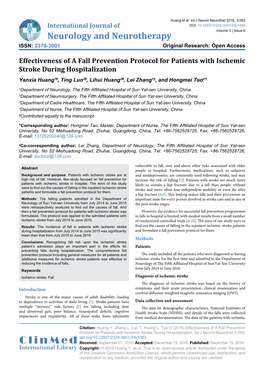 Effectiveness of a Fall Prevention Protocol for Patients with Ischemic