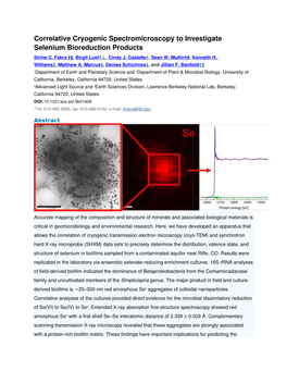 Correlative Cryogenic Spectromicroscopy to Investigate Selenium Bioreduction Products Sirine C