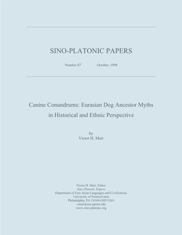 Canine Conundrums: Eurasian Dog Ancestor Myths in Historical and Ethnic Perspective