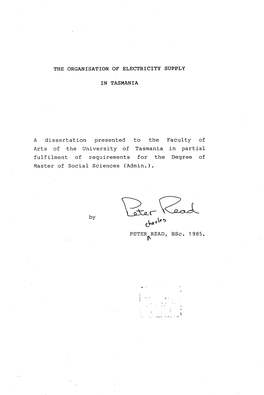 The Organisation of Electricity Supply in Tasmania