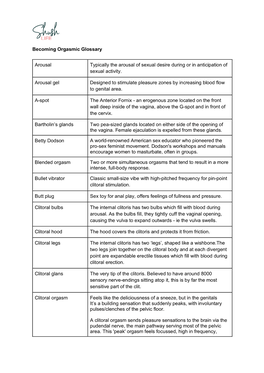 Becoming Orgasmic Glossary