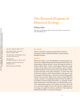 The Research Program of Historical Ecology