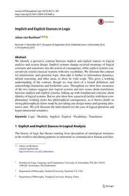 Implicit and Explicit Stances in Logic