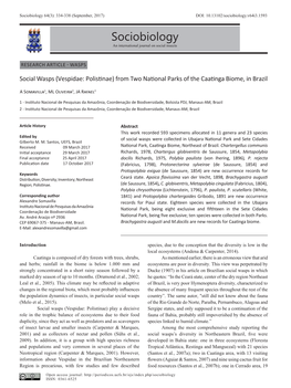 Sociobiology 64(3): 334-338 (September, 2017) DOI: 10.13102/Sociobiology.V64i3.1593