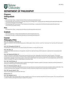 Department of Philosophy