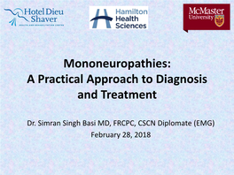 Mononeuropathies: a Practical Approach to Diagnosis and Treatment