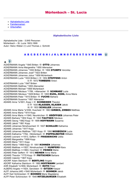 Mürlenbach – St. Lucia 1803-1899 Autor: Heinz Weber (+) Und Thomas J