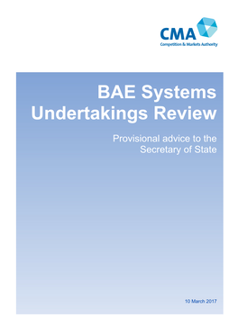 BAE Systems Undertakings Review: Provisional Advice to the Secretary