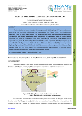 Ijesr-Study on Basic Living Condition of Changpa Namads