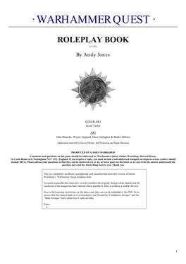 Warhammer Quest Roleplay Manual