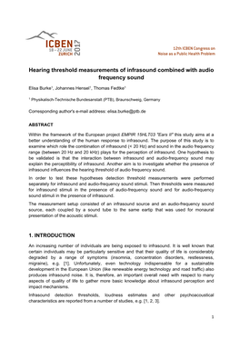 Hearing Threshold Measurements of Infrasound Combined with Audio Frequency Sound