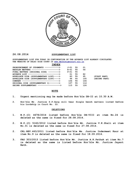 26.08.2014 Supplementary List