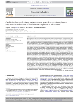 Combining Best Professional Judgement and Quantile Regression Splines to Improve Characterisation of Macrofaunal Responses to Enrichment