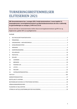 Pdf Turneringsbestemmelser Eliteserien 2021