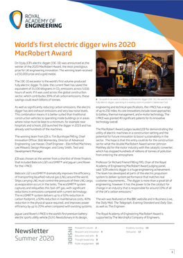 World's First Electric Digger Wins 2020 Macrobert Award