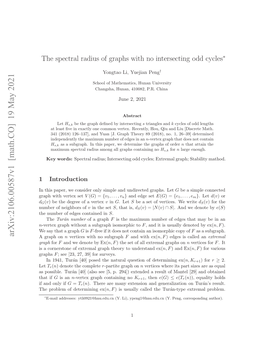 The Spectral Radius of Graphs with No Intersecting Odd Cycles