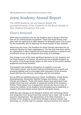 2009 Academy Annual Report