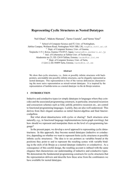 Representing Cyclic Structures As Nested Datatypes