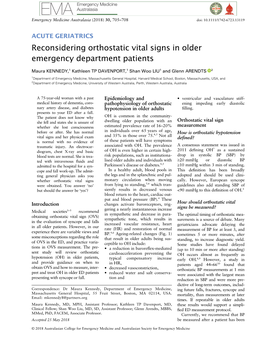 Reconsidering Orthostatic Vital Signs in Older Emergency Department Patients