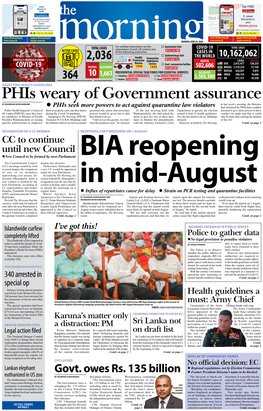 Phis Weary of Government Assurance