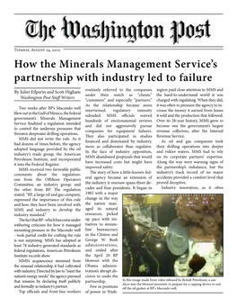 How the Minerals Management Service's Partnership with Industry