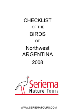 Bird Checklist, Andean Highlights