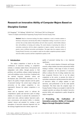 Research on Innovative Ability of Computer Majors Based on Discipline Contest