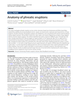 Anatomy of Phreatic Eruptions Corentin Caudron1,2,3,4*† , Benoit Taisne1,5†, Jurgen Neuberg6†, Arthur D