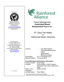 CW-11 Controlled Wood Forest Management Master Report Template
