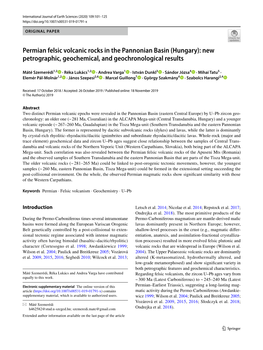 Permian Felsic Volcanic Rocks in the Pannonian Basin (Hungary): New Petrographic, Geochemical, and Geochronological Results