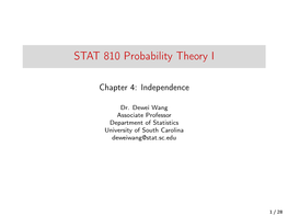 STAT 810 Probability Theory I