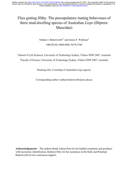 Flies Getting Filthy: the Precopulatory Mating Behaviours of Three Mud-Dwelling Species of Australian Lispe (Diptera: Muscidae)