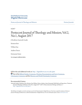 Pentecost Journal of Theology and Mission, Vol.2, No.1, August 2017 J