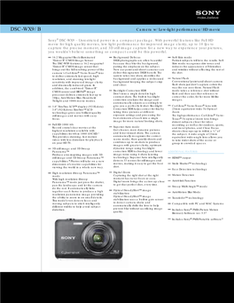 DSC-WX9/B Camera W/Low-Light Performance/HD Movie