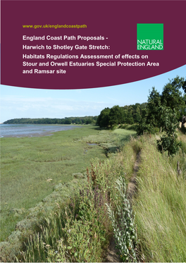 Harwich to Shotley Gate Stretch: Habitats Regulations Assessment of Effects on Stour and Orwell Estuaries Special Protection Area and Ramsar Site