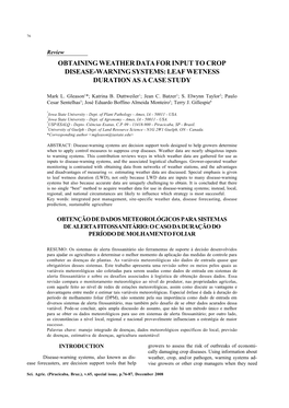 Obtaining Weather Data for Input to Crop Disease-Warning Systems: Leaf Wetness Duration As a Case Study