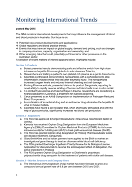 Monitoring International Trends