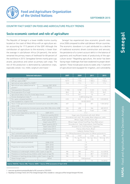 Country Factsheet on Food and Agriculture Policy Trends. Senegal