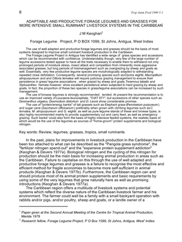 Adaptable and Productive Forage Legumes and Grasses for More Intensive Small Ruminant Livestock Systems in the Caribbean1