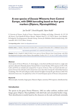 ﻿A New Species of Docosia Winnertz from Central Europe, with DNA