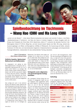 Spielbeobachtung Im Tischtennis – Wang Hao (CHN) Und Ma Long (CHN)