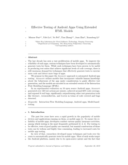 Effective Testing of Android Apps Using Extended IFML Models