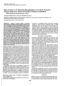 Adenosine Monophosphate in the Early Transport Changes