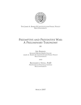 Preemptive and Preventive War: a Preliminary Taxonomy