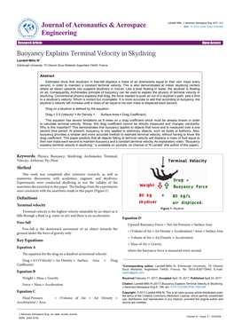 Buoyancy Explains Terminal Velocity in Skydiving Landell-Mills N* Edinburgh University, 75 Chemin Sous Mollards, Argentiere 74400, France