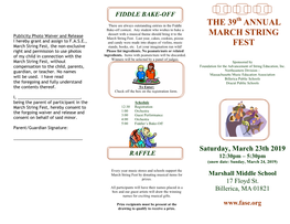 The 39 Annual March String Fest