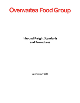 Inbound Freight Standards and Procedures